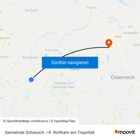 Gemeinde Schwoich to Roitham am Traunfall map