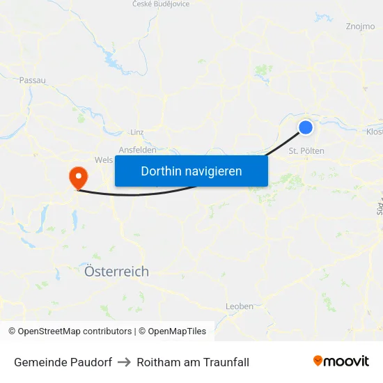 Gemeinde Paudorf to Roitham am Traunfall map