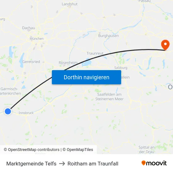 Marktgemeinde Telfs to Roitham am Traunfall map