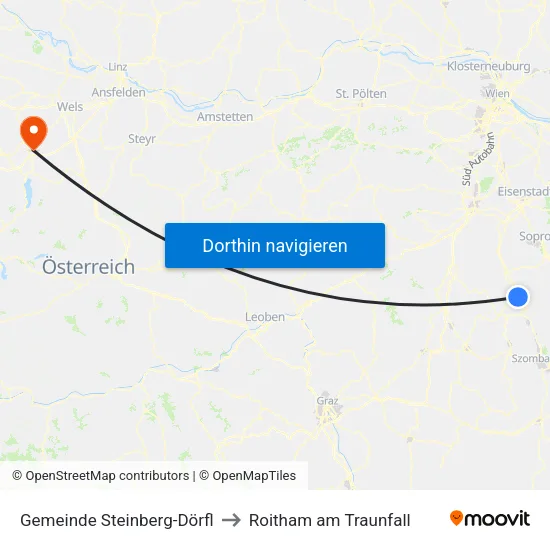 Gemeinde Steinberg-Dörfl to Roitham am Traunfall map
