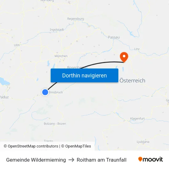 Gemeinde Wildermieming to Roitham am Traunfall map