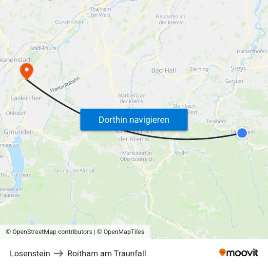 Losenstein to Roitham am Traunfall map