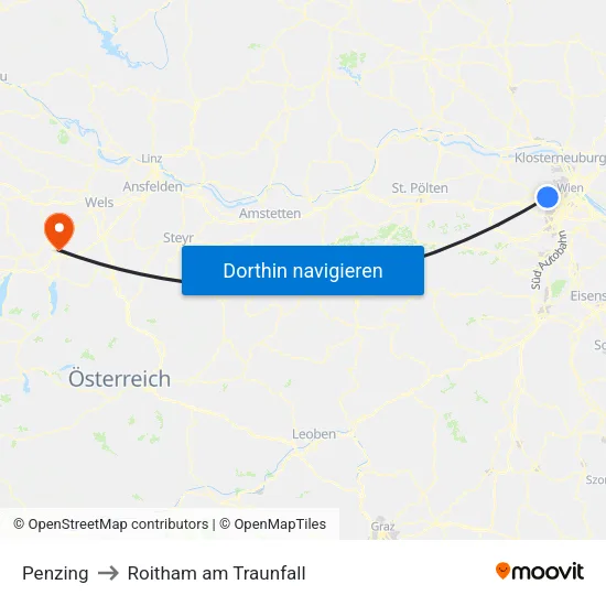 Penzing to Roitham am Traunfall map