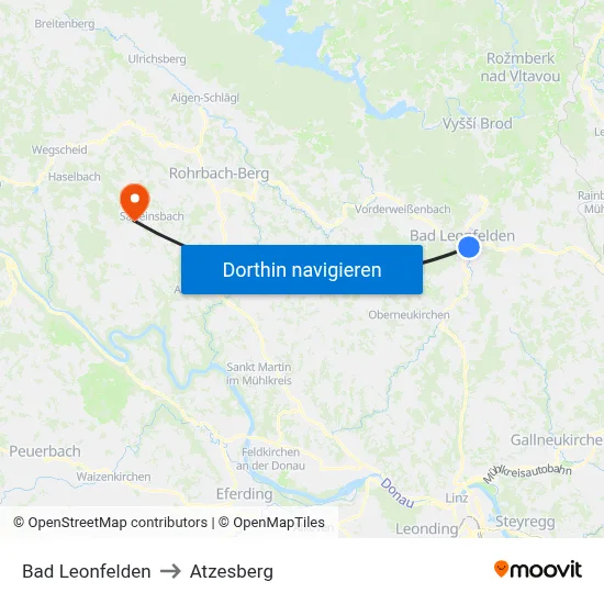 Bad Leonfelden to Atzesberg map