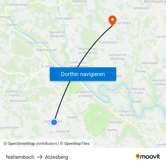 Natternbach to Atzesberg map