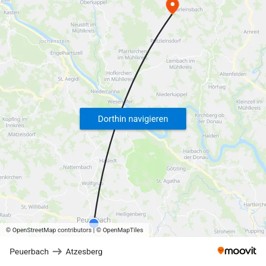 Peuerbach to Atzesberg map