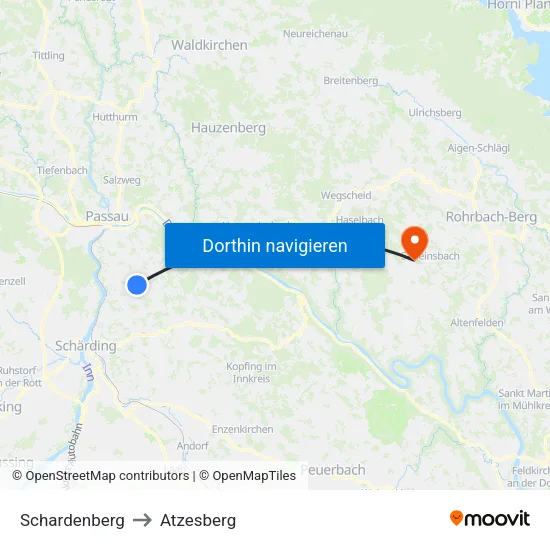 Schardenberg to Atzesberg map