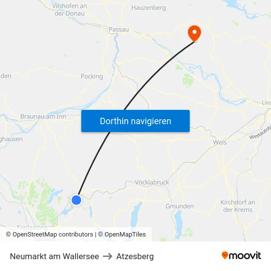 Neumarkt am Wallersee to Atzesberg map