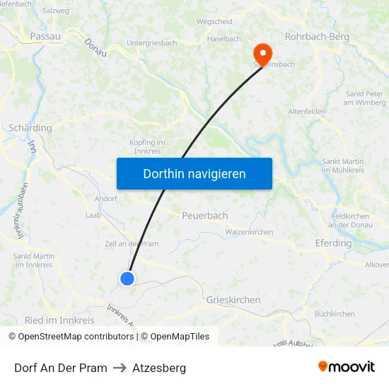 Dorf An Der Pram to Atzesberg map