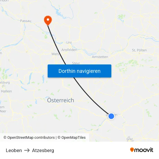 Leoben to Atzesberg map