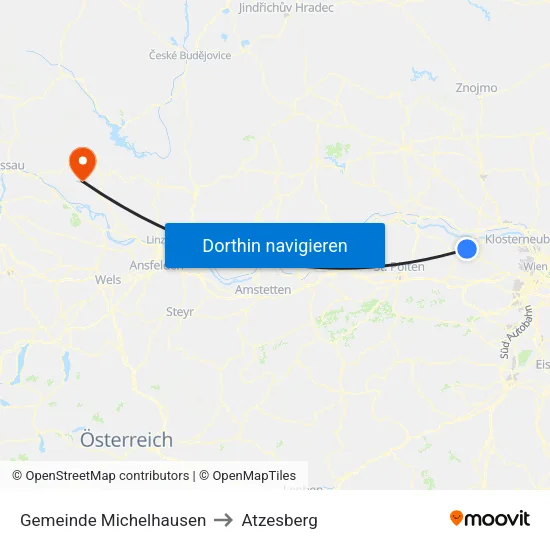 Gemeinde Michelhausen to Atzesberg map