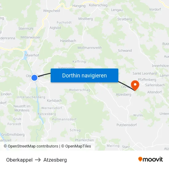 Oberkappel to Atzesberg map