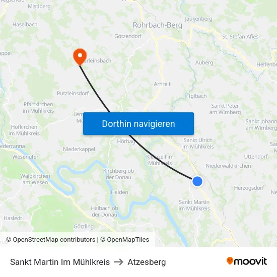 Sankt Martin Im Mühlkreis to Atzesberg map