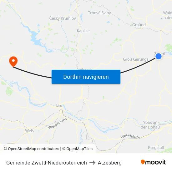 Gemeinde Zwettl-Niederösterreich to Atzesberg map