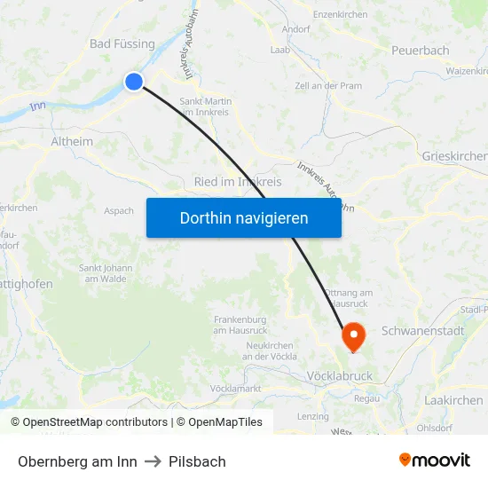 Obernberg am Inn to Pilsbach map
