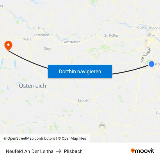 Neufeld An Der Leitha to Pilsbach map