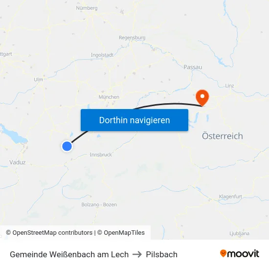 Gemeinde Weißenbach am Lech to Pilsbach map