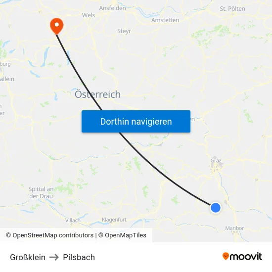 Großklein to Pilsbach map