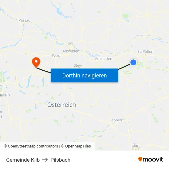 Gemeinde Kilb to Pilsbach map