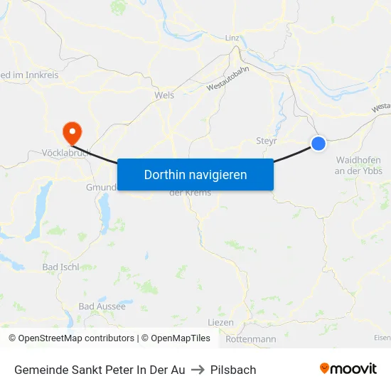 Gemeinde Sankt Peter In Der Au to Pilsbach map