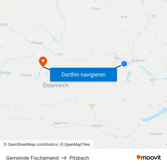 Gemeinde Fischamend to Pilsbach map