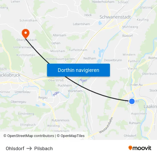 Ohlsdorf to Pilsbach map