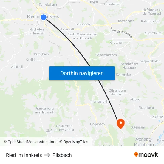 Ried Im Innkreis to Pilsbach map