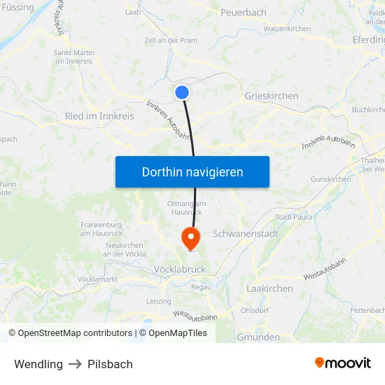 Wendling to Pilsbach map