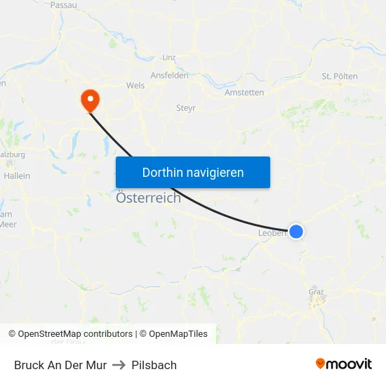 Bruck An Der Mur to Pilsbach map
