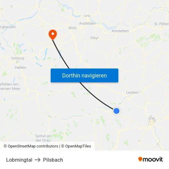 Lobmingtal to Pilsbach map