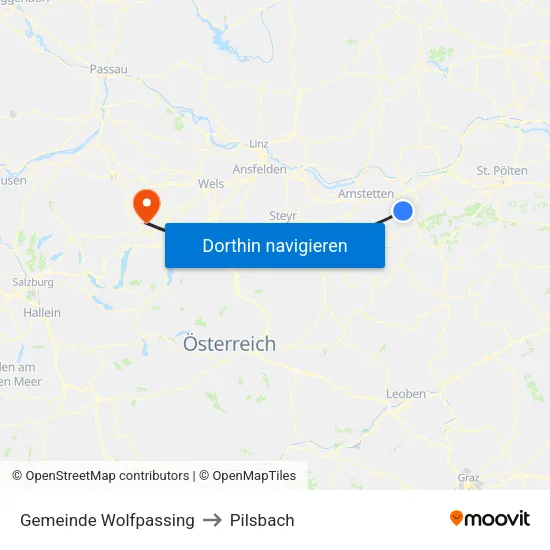 Gemeinde Wolfpassing to Pilsbach map