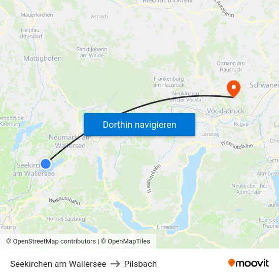Seekirchen am Wallersee to Pilsbach map