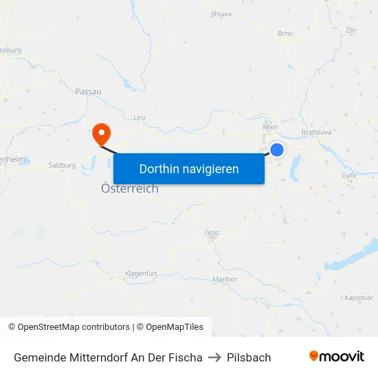 Gemeinde Mitterndorf An Der Fischa to Pilsbach map