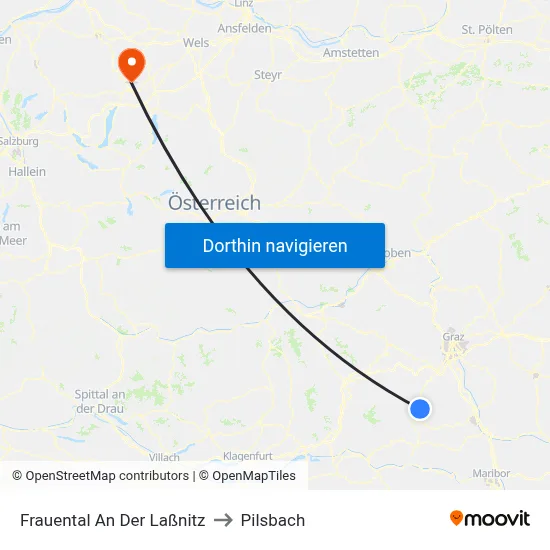 Frauental An Der Laßnitz to Pilsbach map