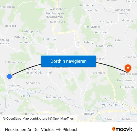 Neukirchen An Der Vöckla to Pilsbach map