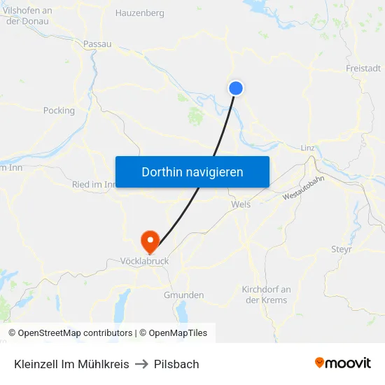 Kleinzell Im Mühlkreis to Pilsbach map