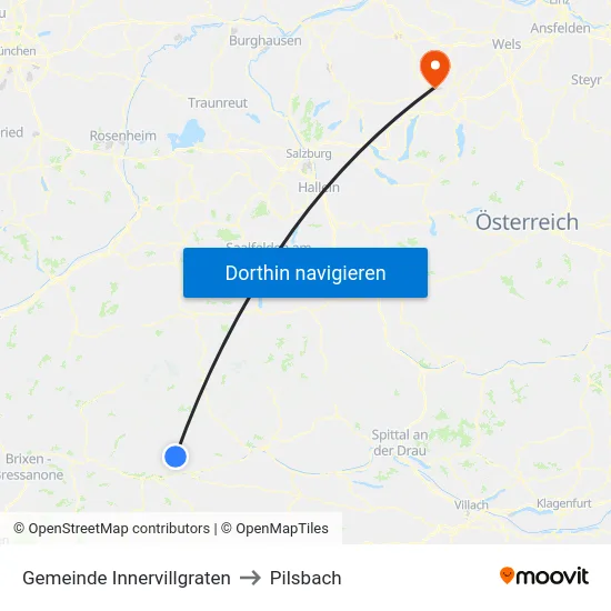 Gemeinde Innervillgraten to Pilsbach map