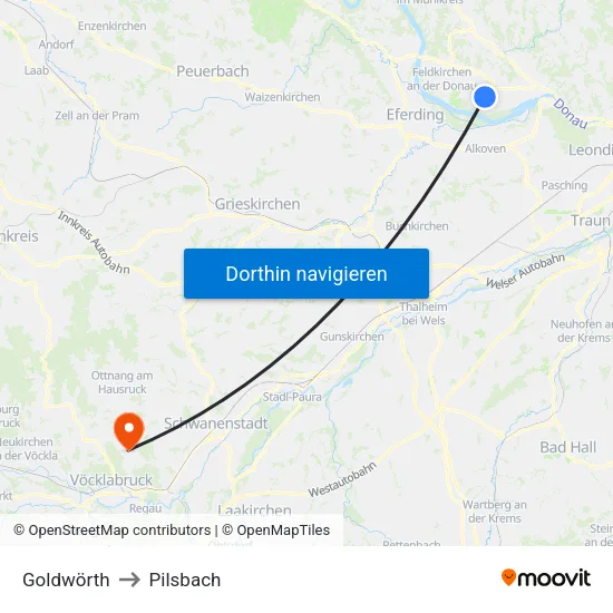 Goldwörth to Pilsbach map