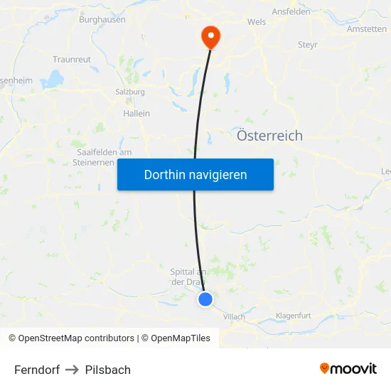 Ferndorf to Pilsbach map