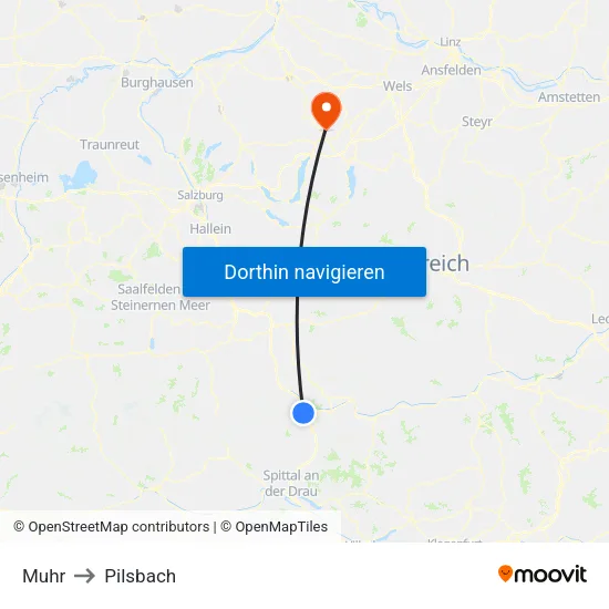 Muhr to Pilsbach map