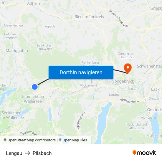 Lengau to Pilsbach map