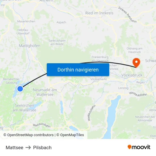 Mattsee to Pilsbach map