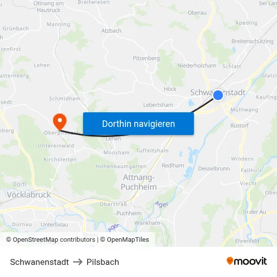 Schwanenstadt to Pilsbach map