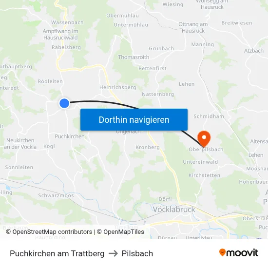 Puchkirchen am Trattberg to Pilsbach map