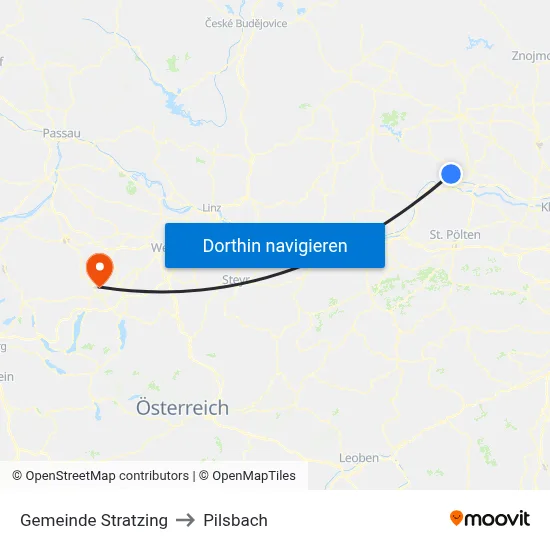 Gemeinde Stratzing to Pilsbach map