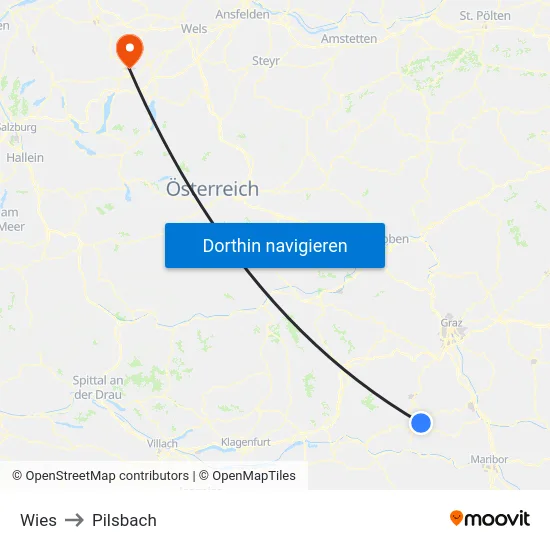 Wies to Pilsbach map