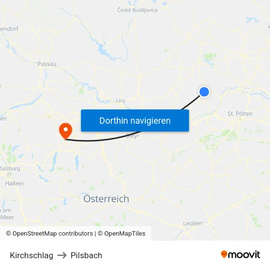 Kirchschlag to Pilsbach map