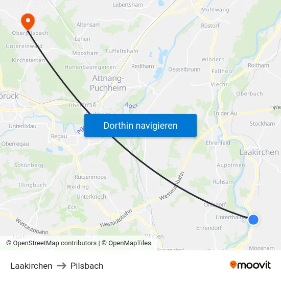 Laakirchen to Pilsbach map
