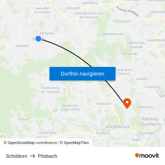 Schildorn to Pilsbach map