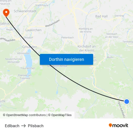 Edlbach to Pilsbach map
